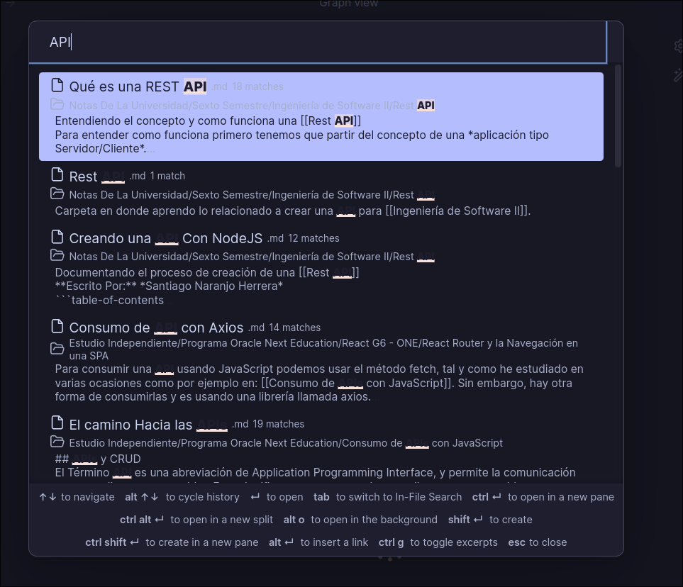 Búsqueda en Obsidian